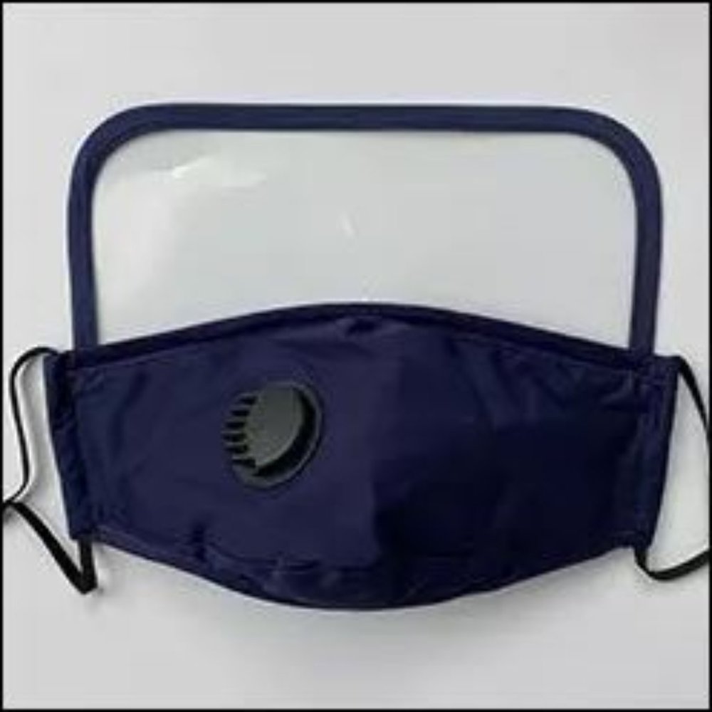 Navy Blue Reusable/Washable Face Mask with Shield